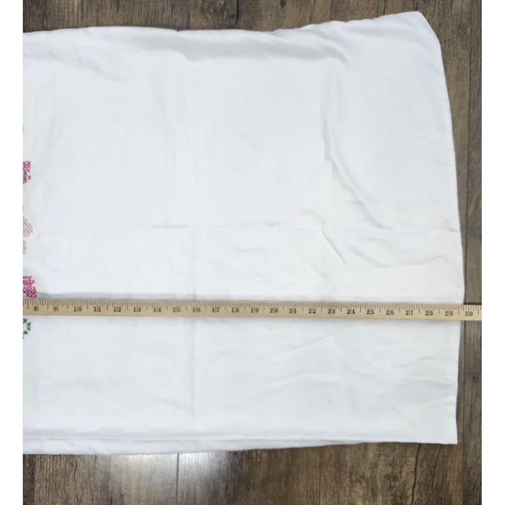 Vintage Pillow Sham Hand Embroidered 30x22